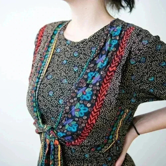 Vintage 90s Boho Cottagecore Romper Dress - M - Picture 8 of 11